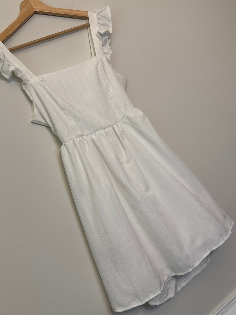 Altar'd State White Ruffle Strap Fit and Flare Dress XS